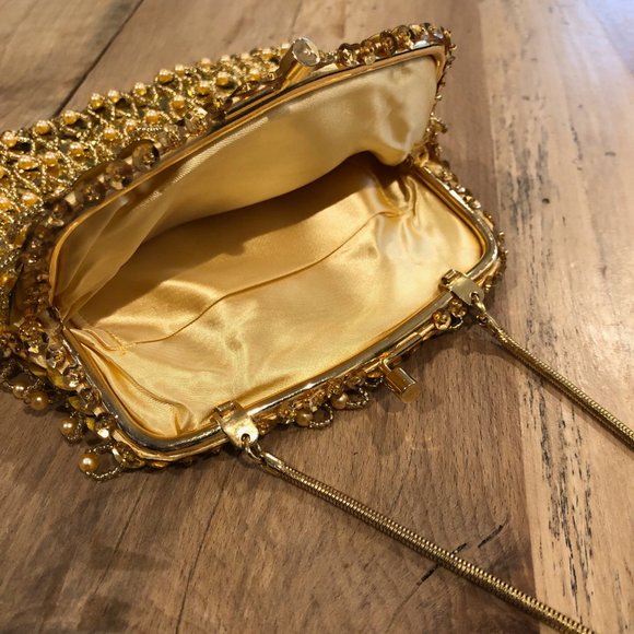Vintage Gold Bead and Sequin Clutch - Picture 4 of 8
